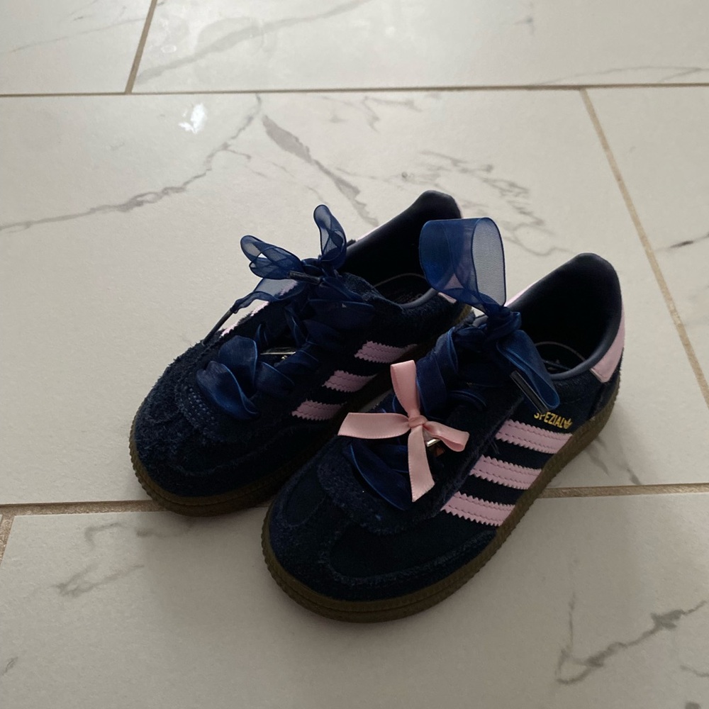 Adidas Kids' Dark Blue and Light Pink Sneakers